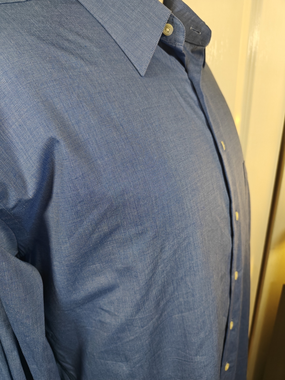 NWT Joseph & Feiss Mens 17.5x36/37 Solid Blue Cotton Blend Dress Shirt - Picture 6 of 9